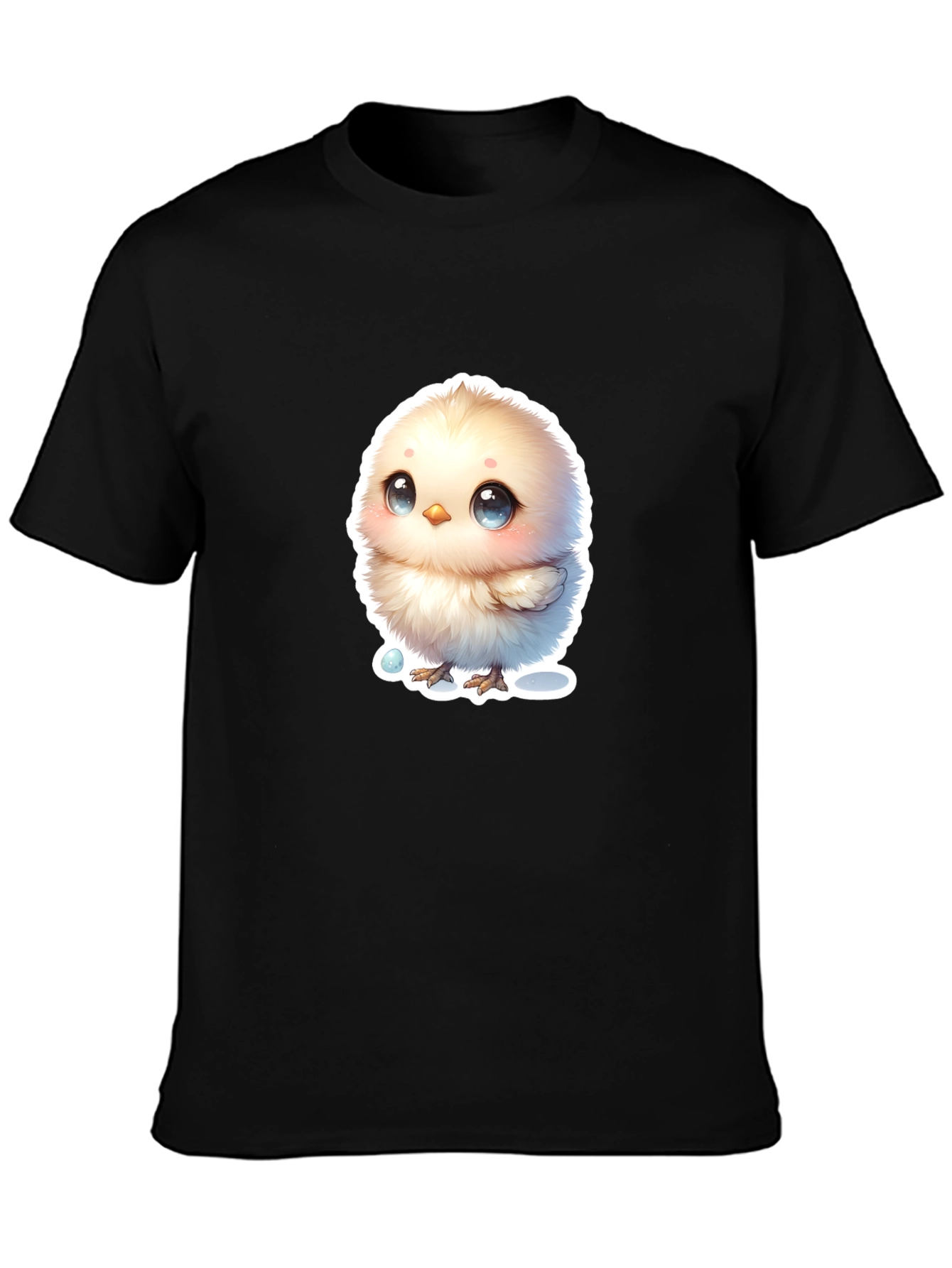 Cute Chick Graphic Tee - Black Cotton Blend T-Shirt