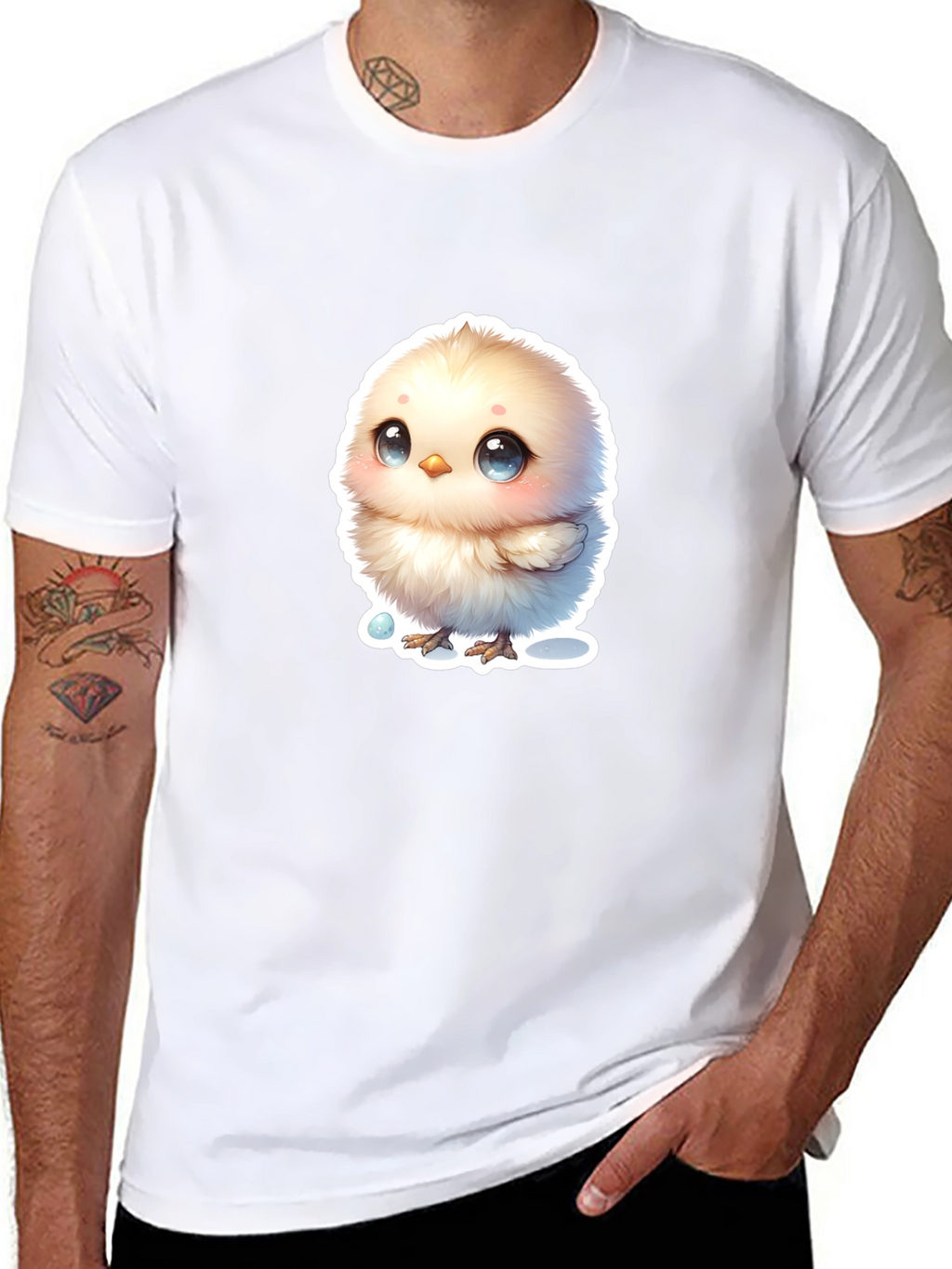 Cute Chick Graphic Tee - Black Cotton Blend T-Shirt