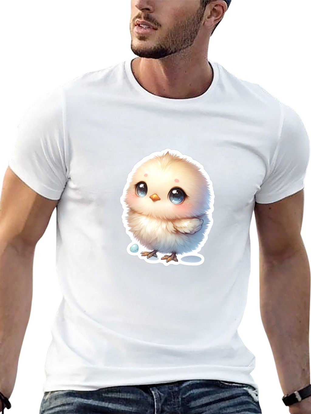 Cute Chick Graphic Tee - Black Cotton Blend T-Shirt