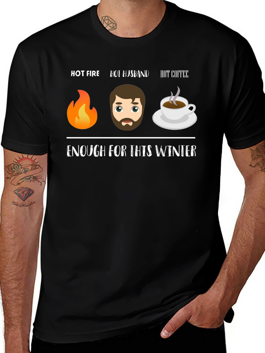 Hot Fire Husband Coffee Funny Winter T-Shirt