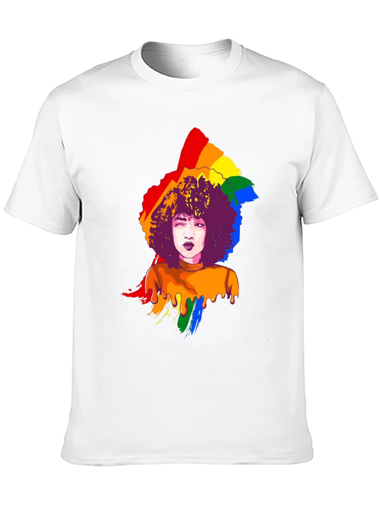Rainbow Afro Graphic Tee - Pride Month T-Shirt