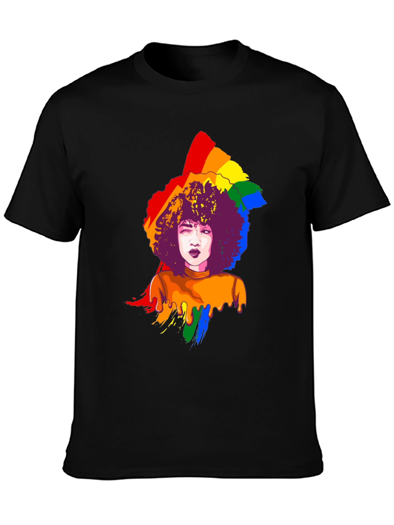 Rainbow Afro Graphic Tee - Pride Month T-Shirt