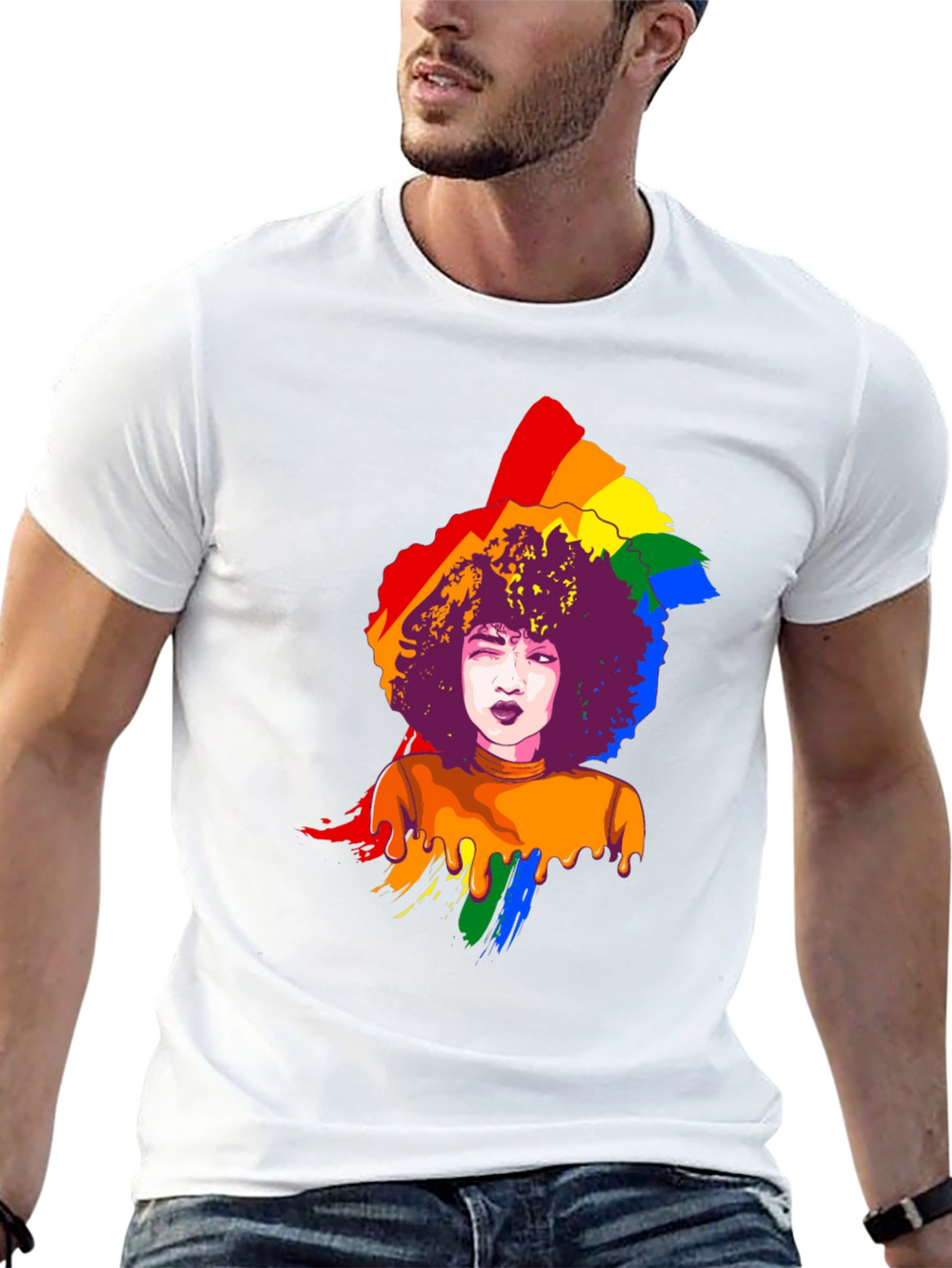 Rainbow Afro Graphic Tee - Pride Month T-Shirt