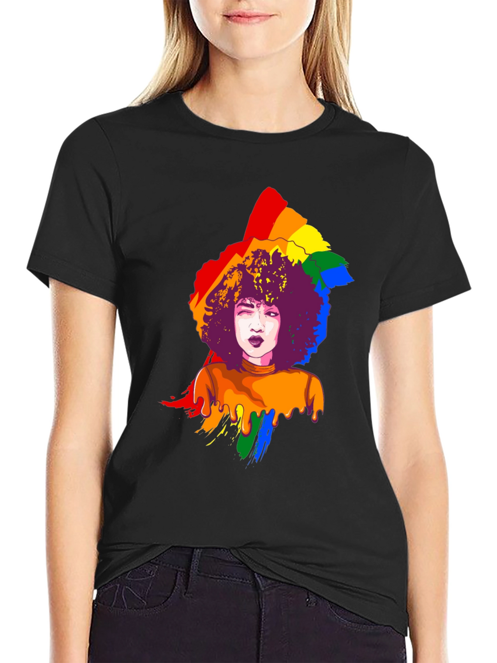 Rainbow Afro Graphic Tee - Pride Month T-Shirt