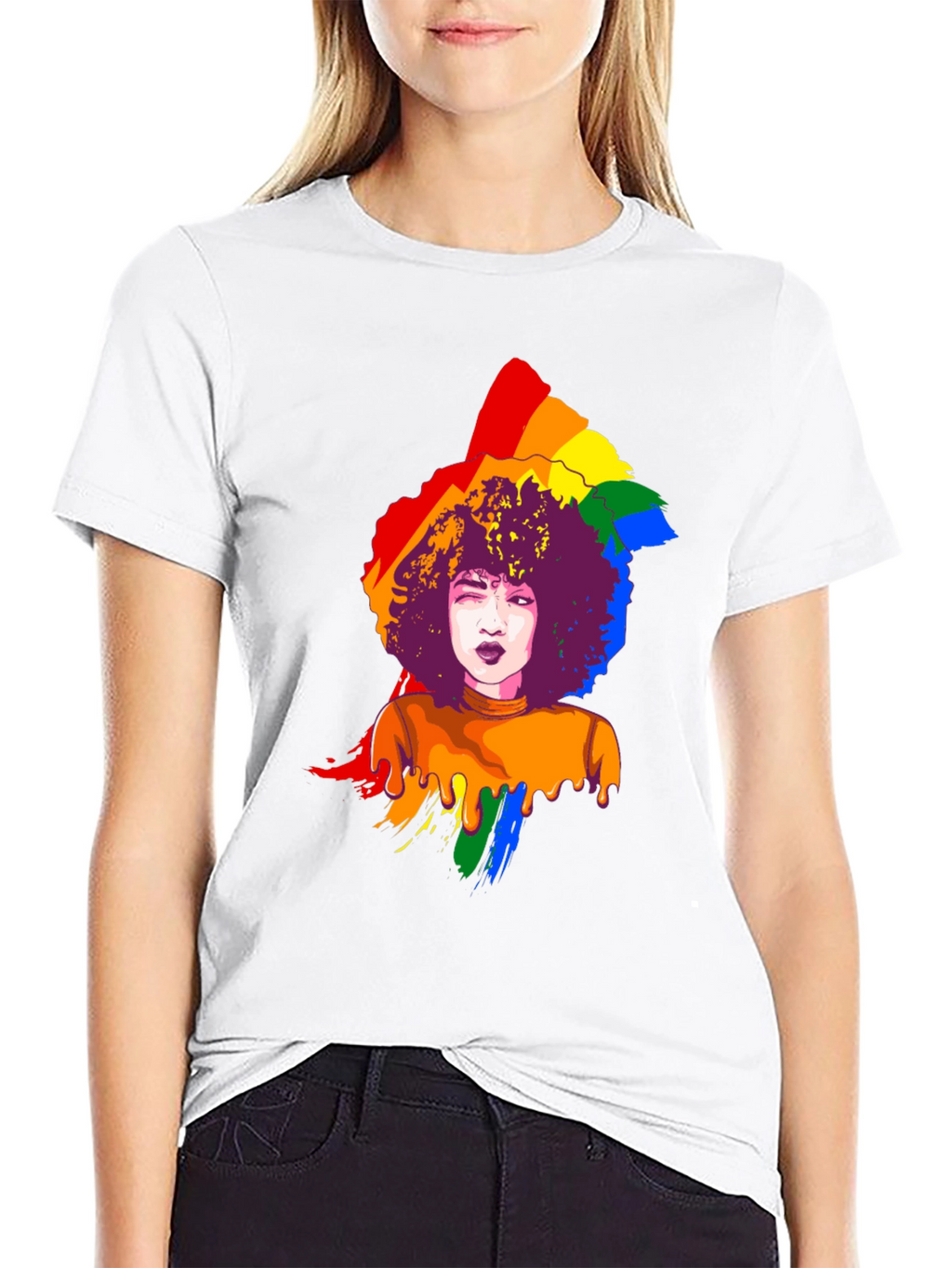 Rainbow Afro Graphic Tee - Pride Month T-Shirt