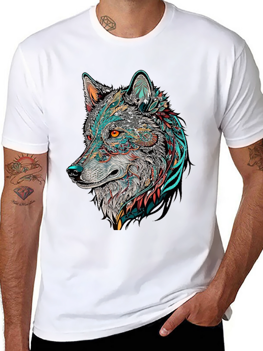 Wolf Graphic Print Black T-Shirt