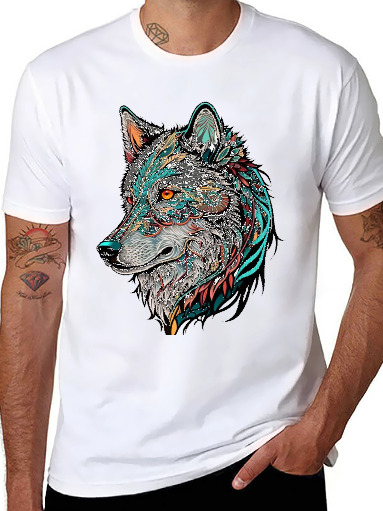 Wolf Graphic Print Black T-Shirt