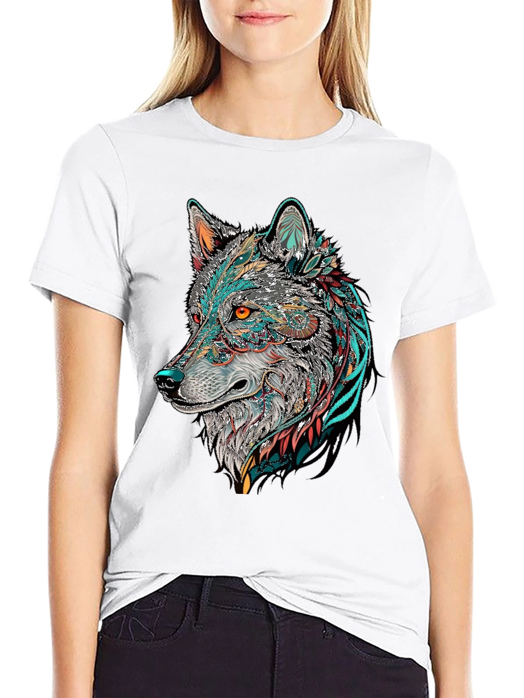Wolf Graphic Print Black T-Shirt