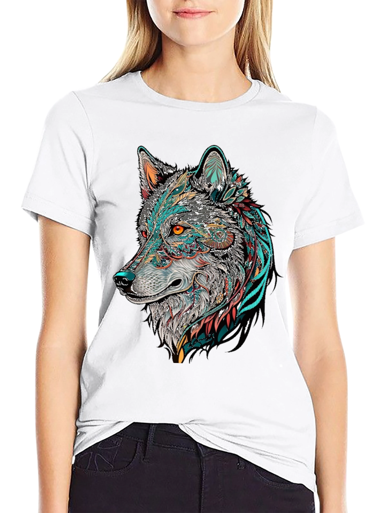 Wolf Graphic Print Black T-Shirt