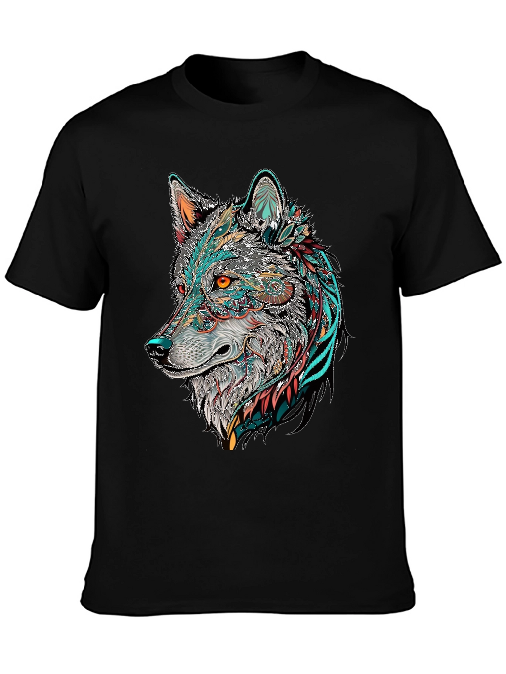 Wolf Graphic Print Black T-Shirt