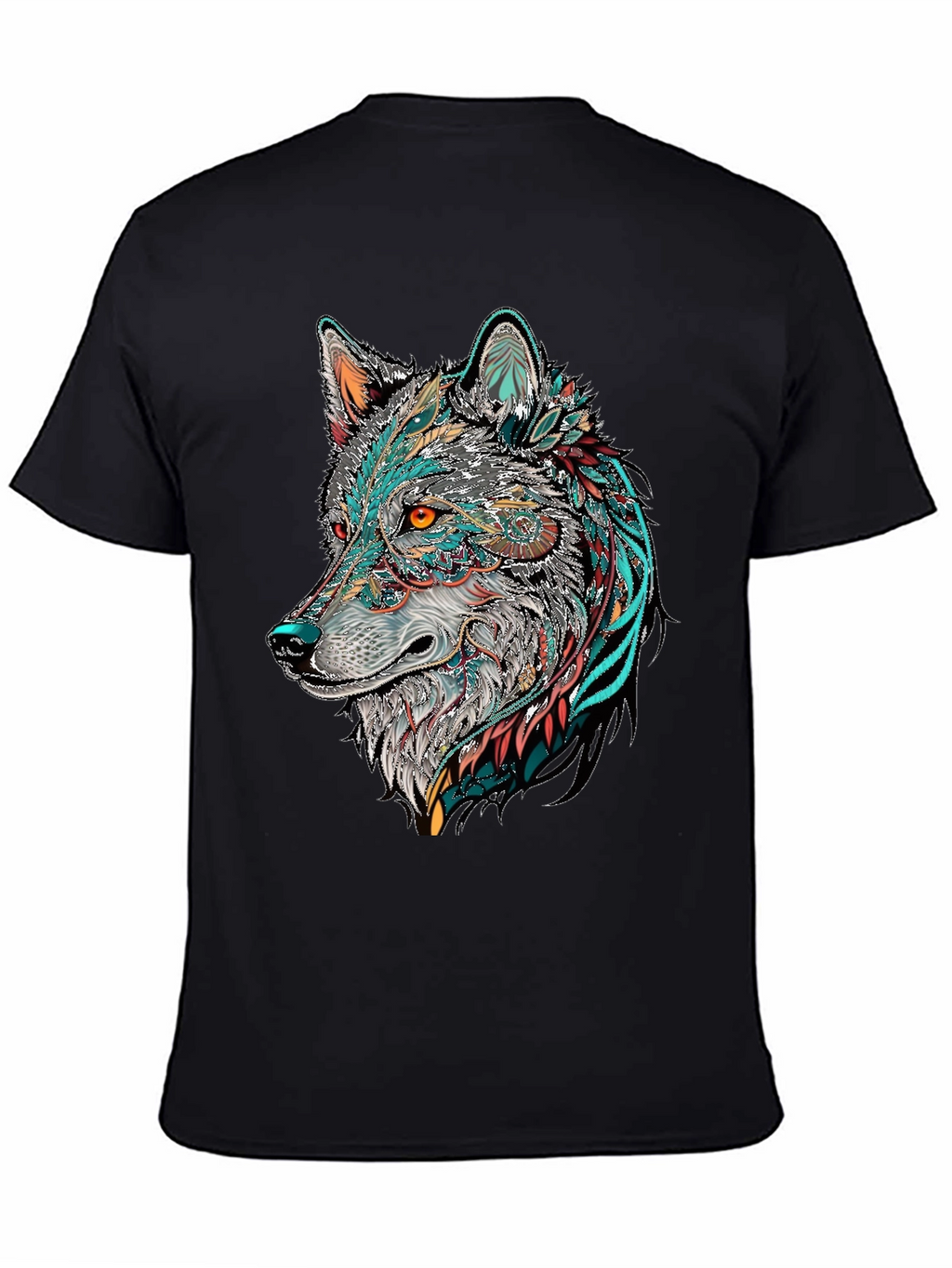 Wolf Graphic Print Black T-Shirt
