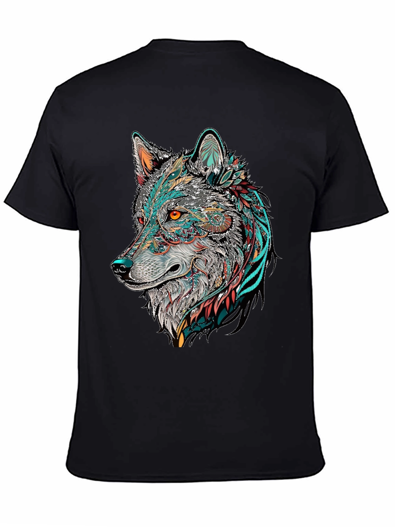 Wolf Graphic Print Black T-Shirt