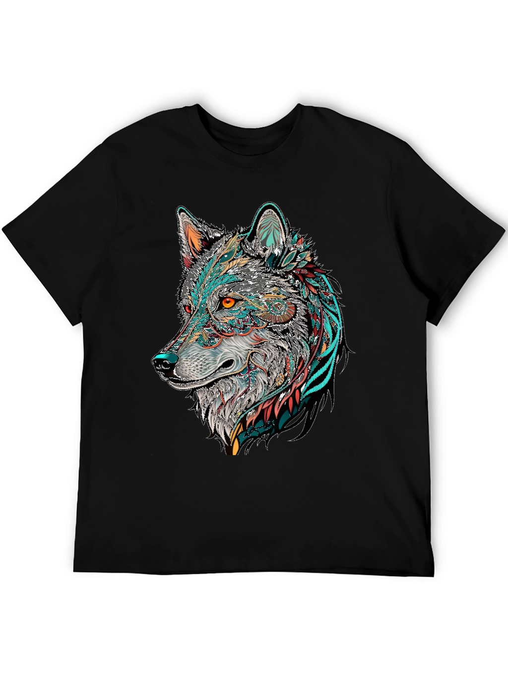 Wolf Graphic Print Black T-Shirt