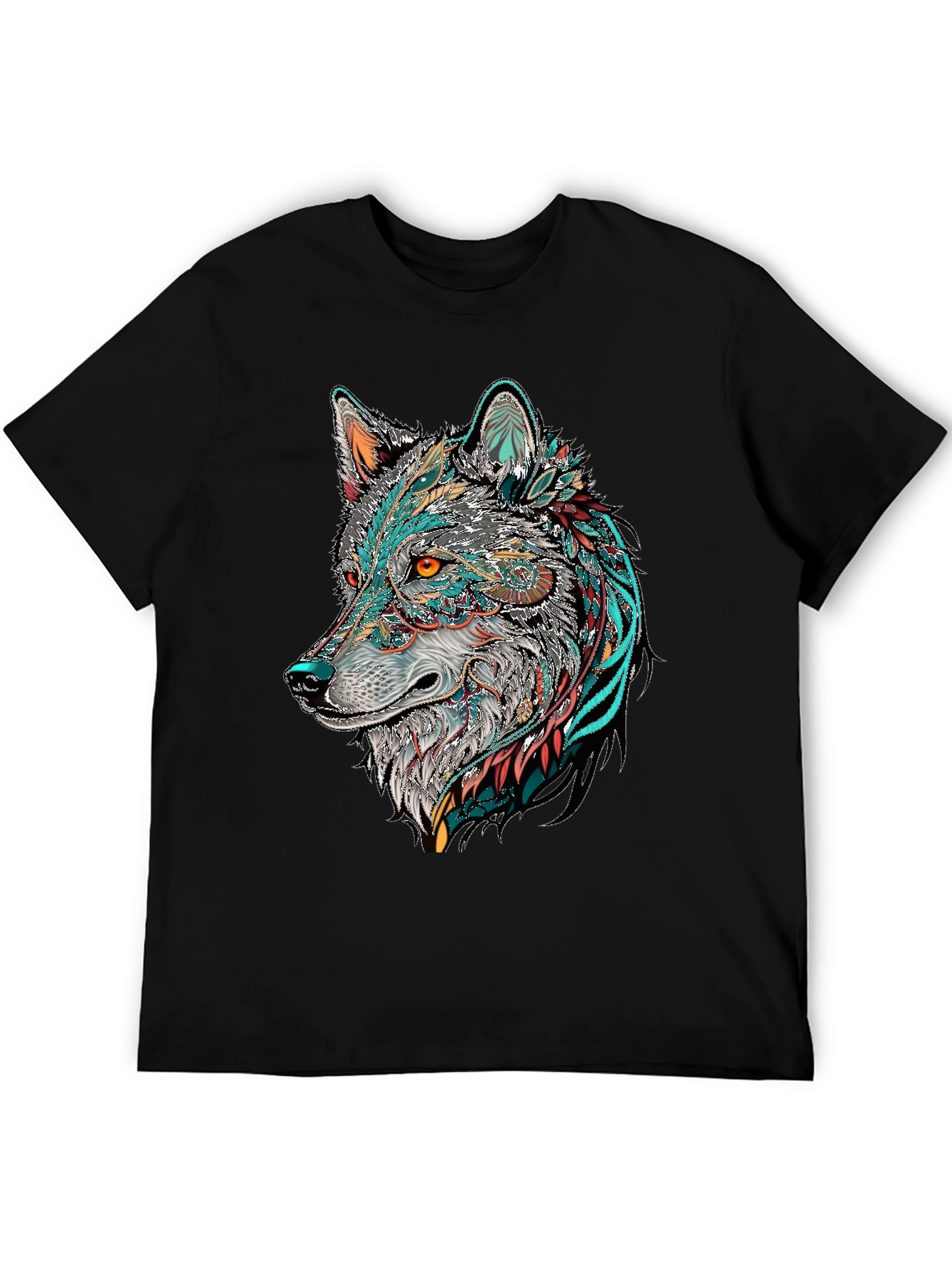 Wolf Graphic Print Black T-Shirt