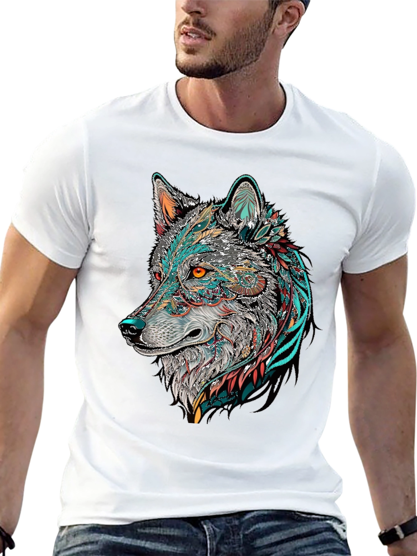 Wolf Graphic Print Black T-Shirt