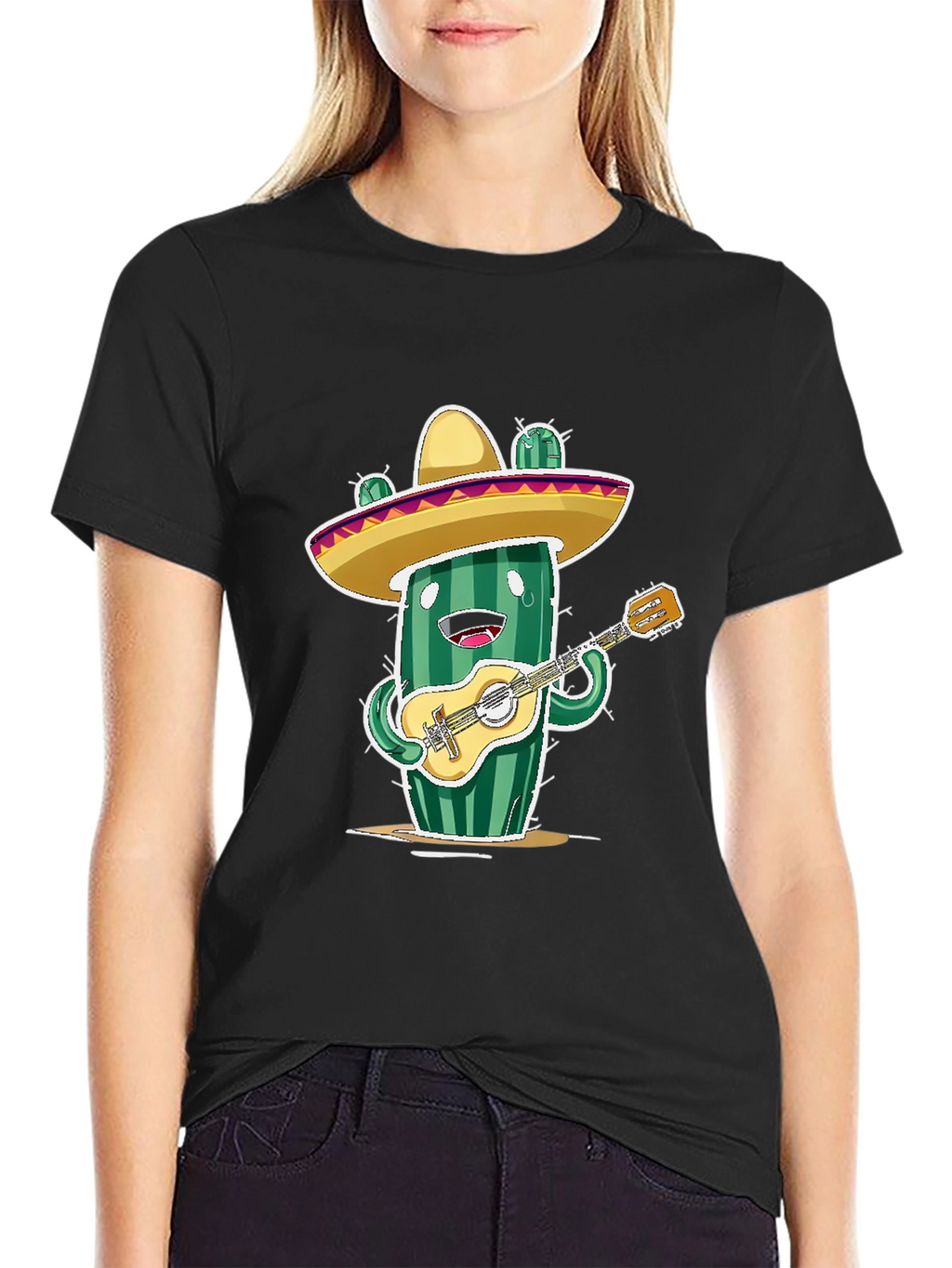 Cactus Musician Graphic Tee - Playful Novelty T-Shirt