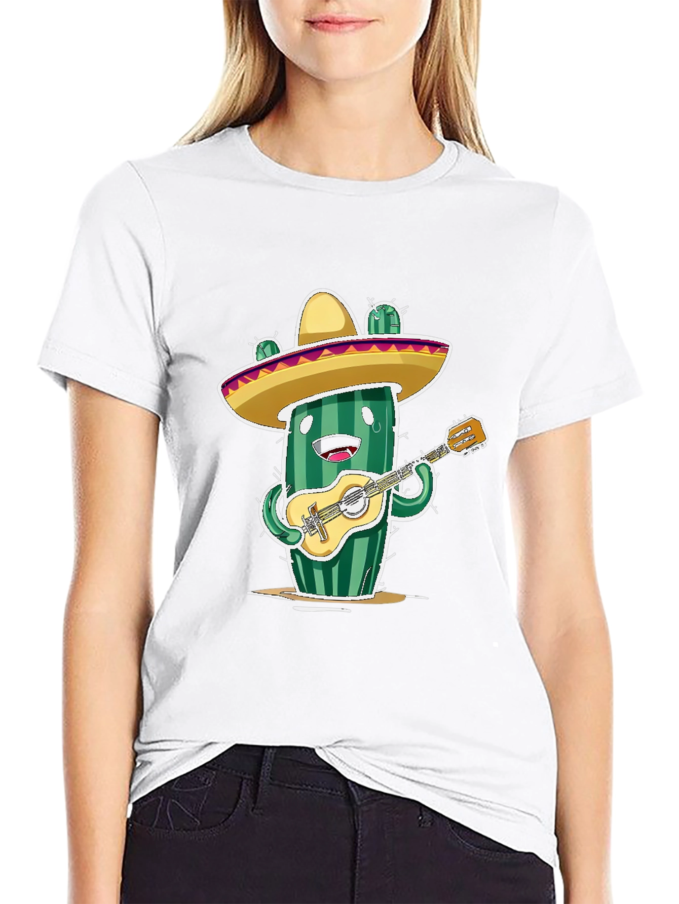 Cactus Musician Graphic Tee - Playful Novelty T-Shirt