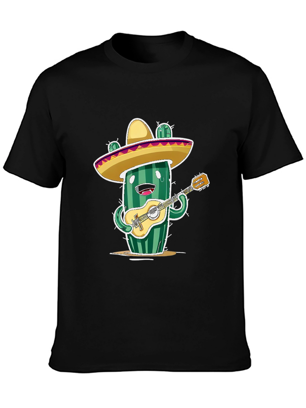Cactus Musician Graphic Tee - Playful Novelty T-Shirt