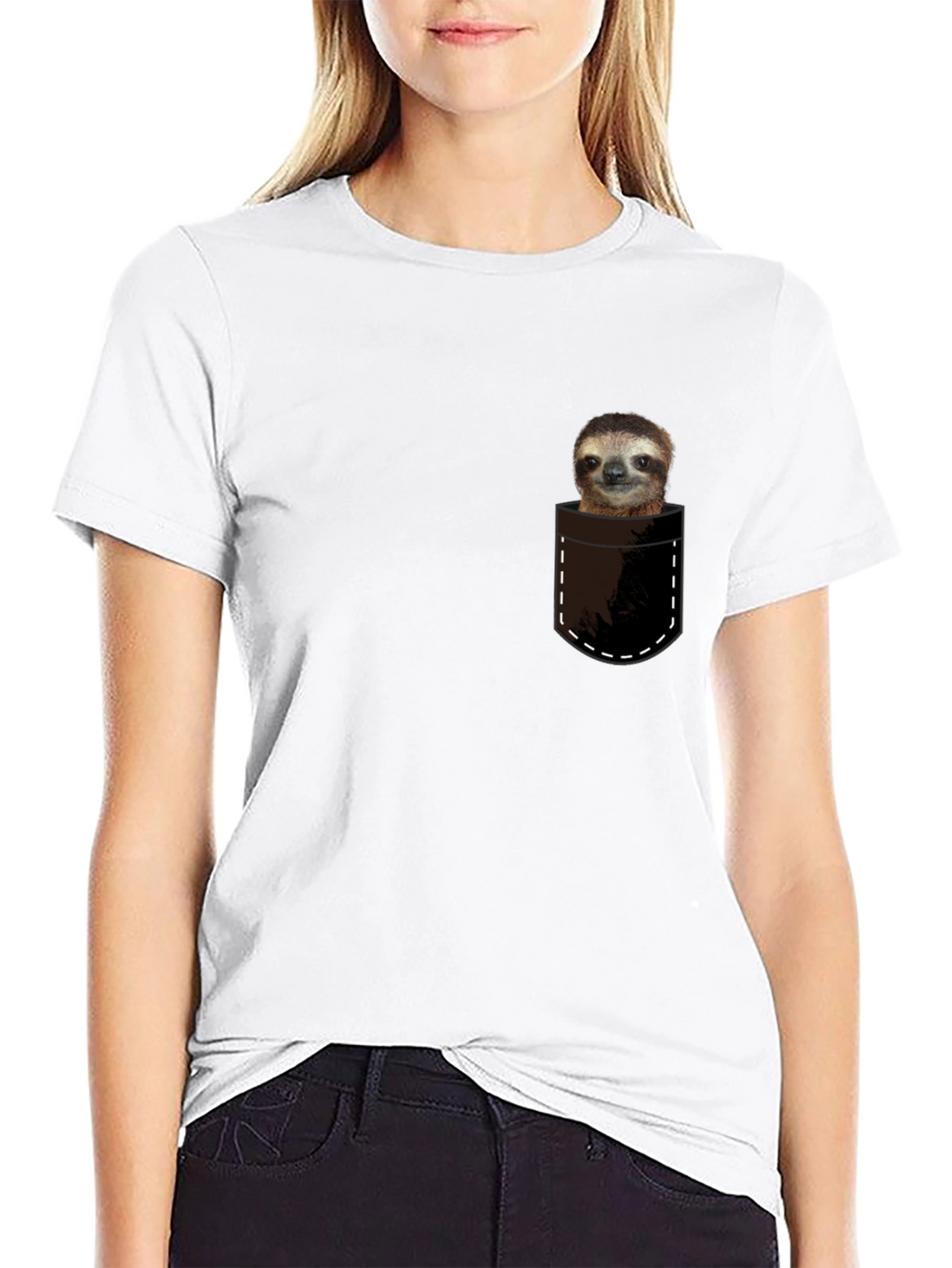 Sloth in Pocket T-Shirt - Cute & Funny