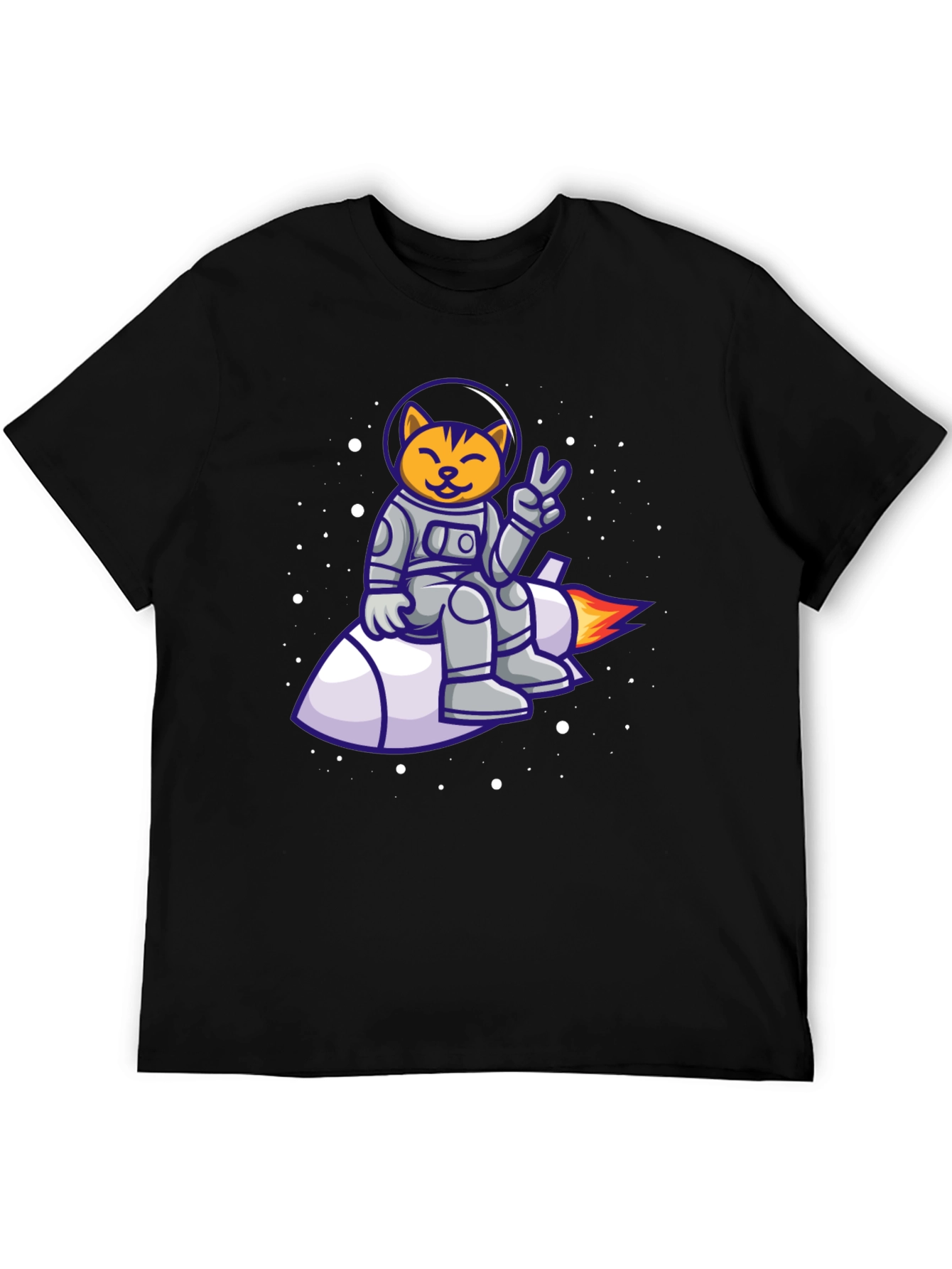 Cat Astronaut on Rocket T-Shirt
