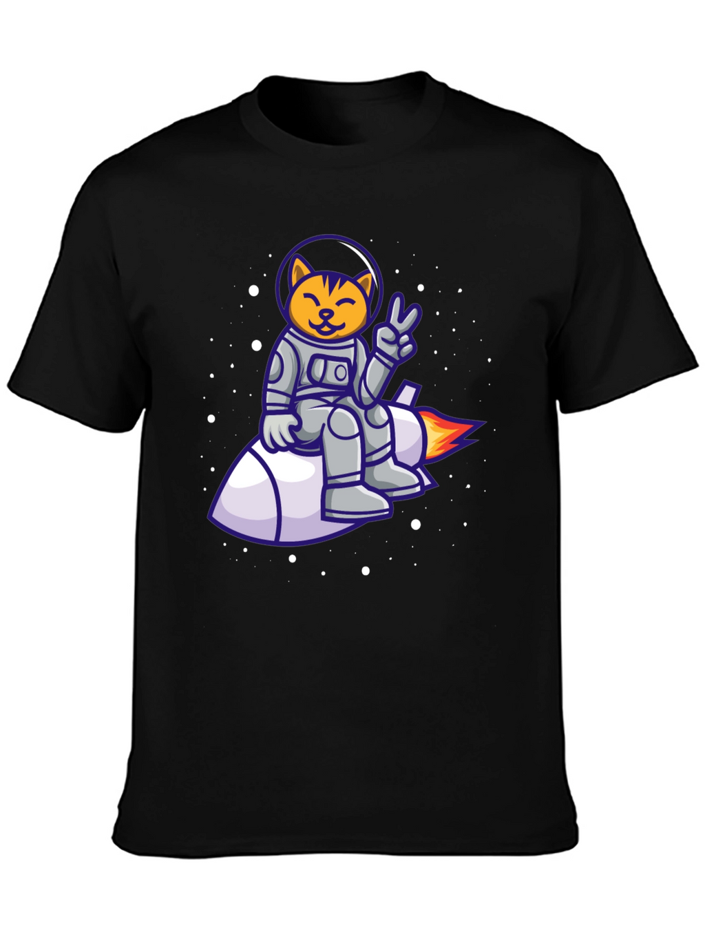 Cat Astronaut on Rocket T-Shirt