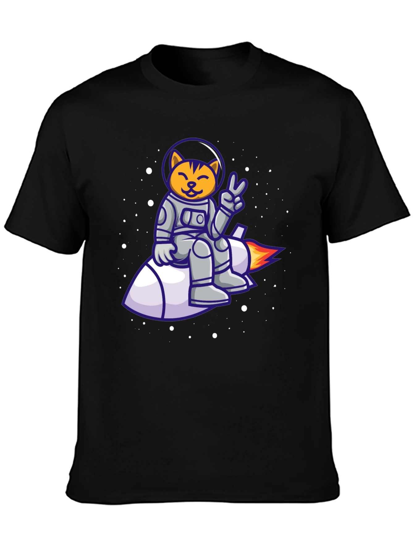 Cat Astronaut on Rocket T-Shirt