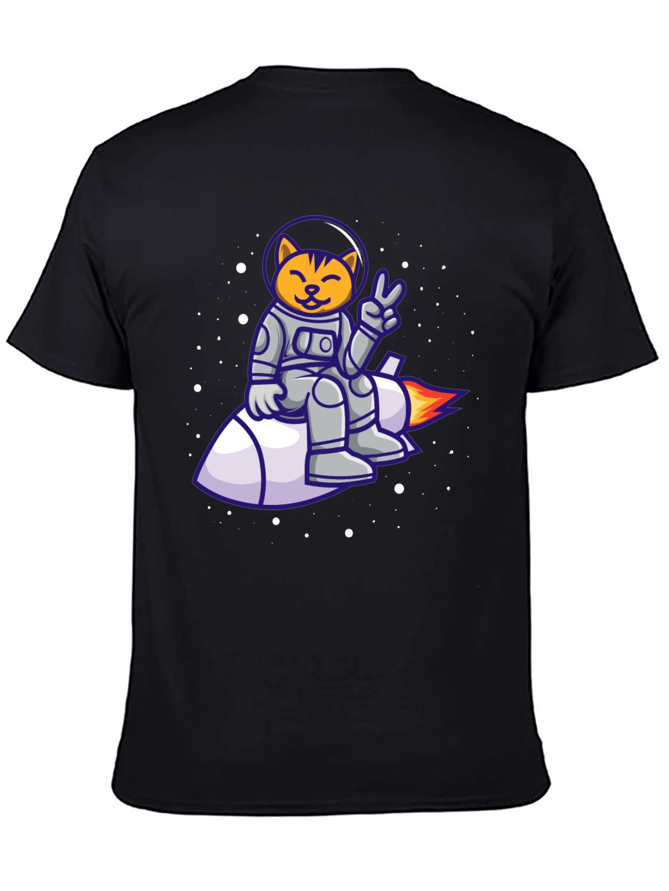 Cat Astronaut on Rocket T-Shirt