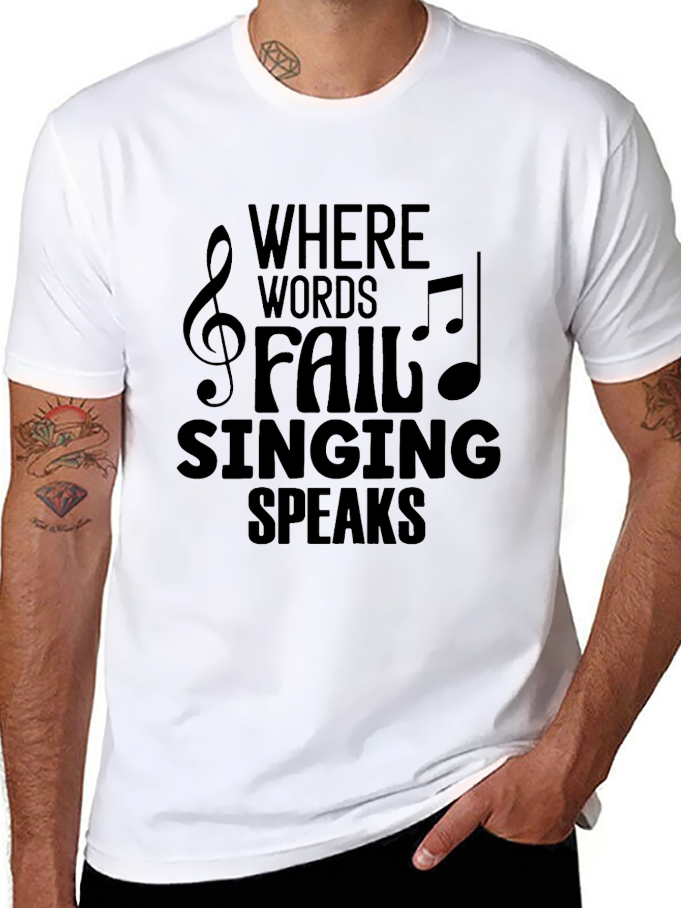 Music Lovers T-Shirt - Where Words Fail Singing Speaks
