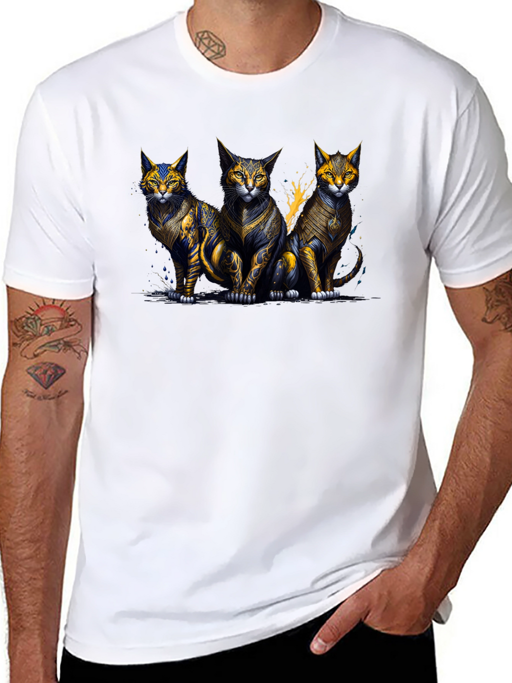 Three Mystic Cats Graphic T-Shirt