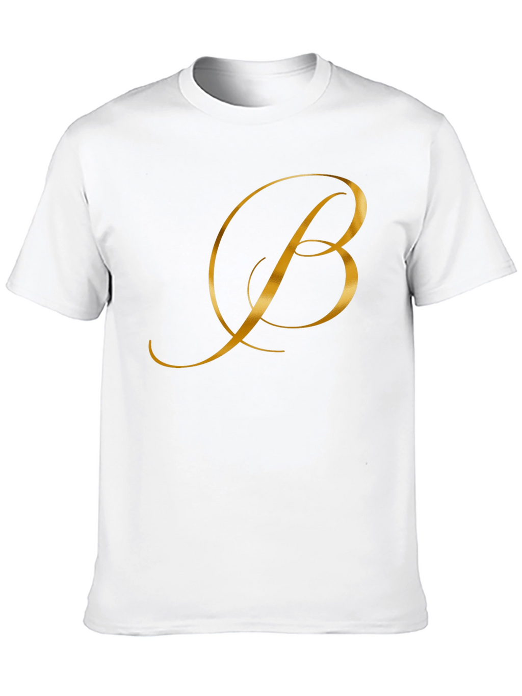 Elegant Gold Letter B Black T-Shirt