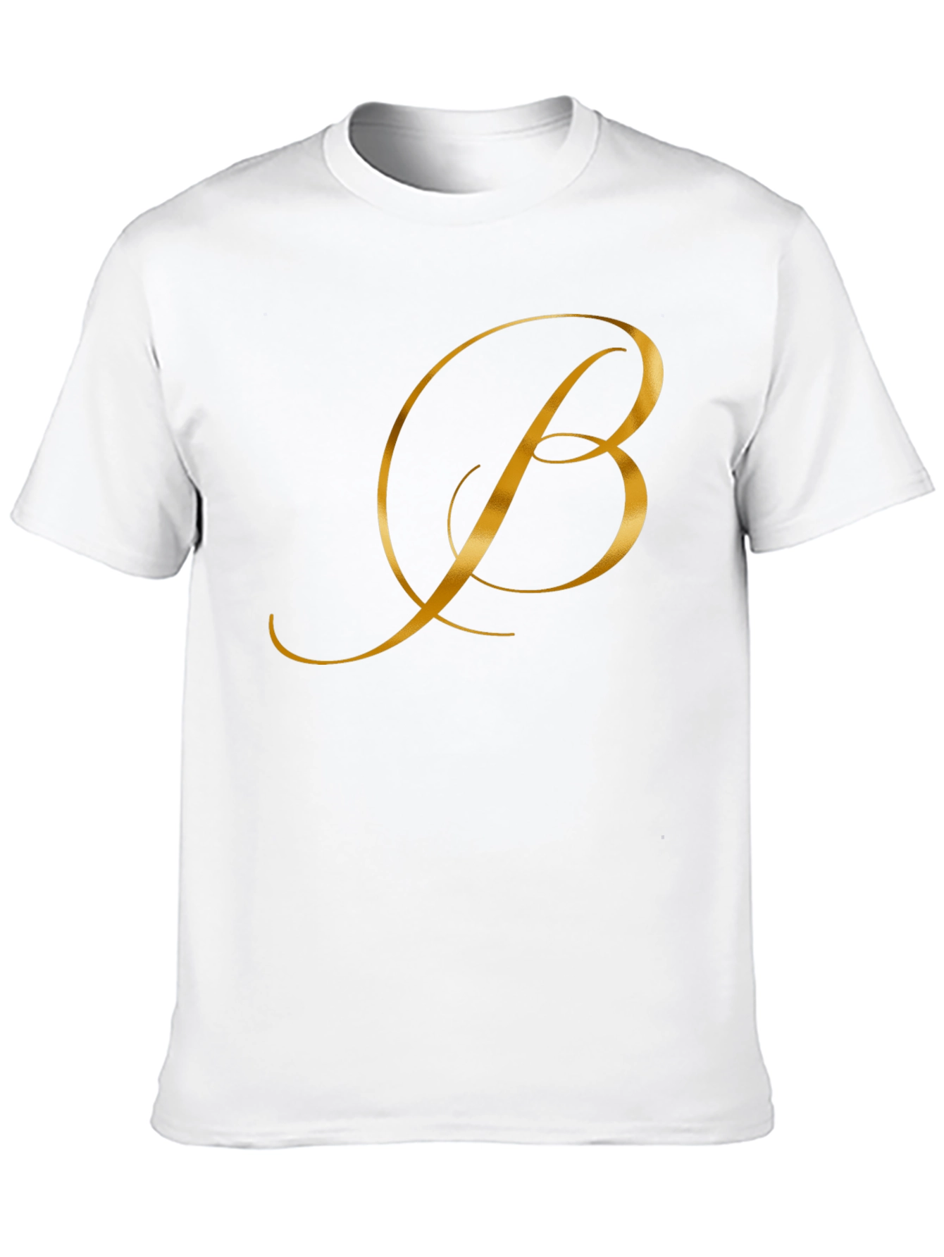 Elegant Gold Letter B Black T-Shirt