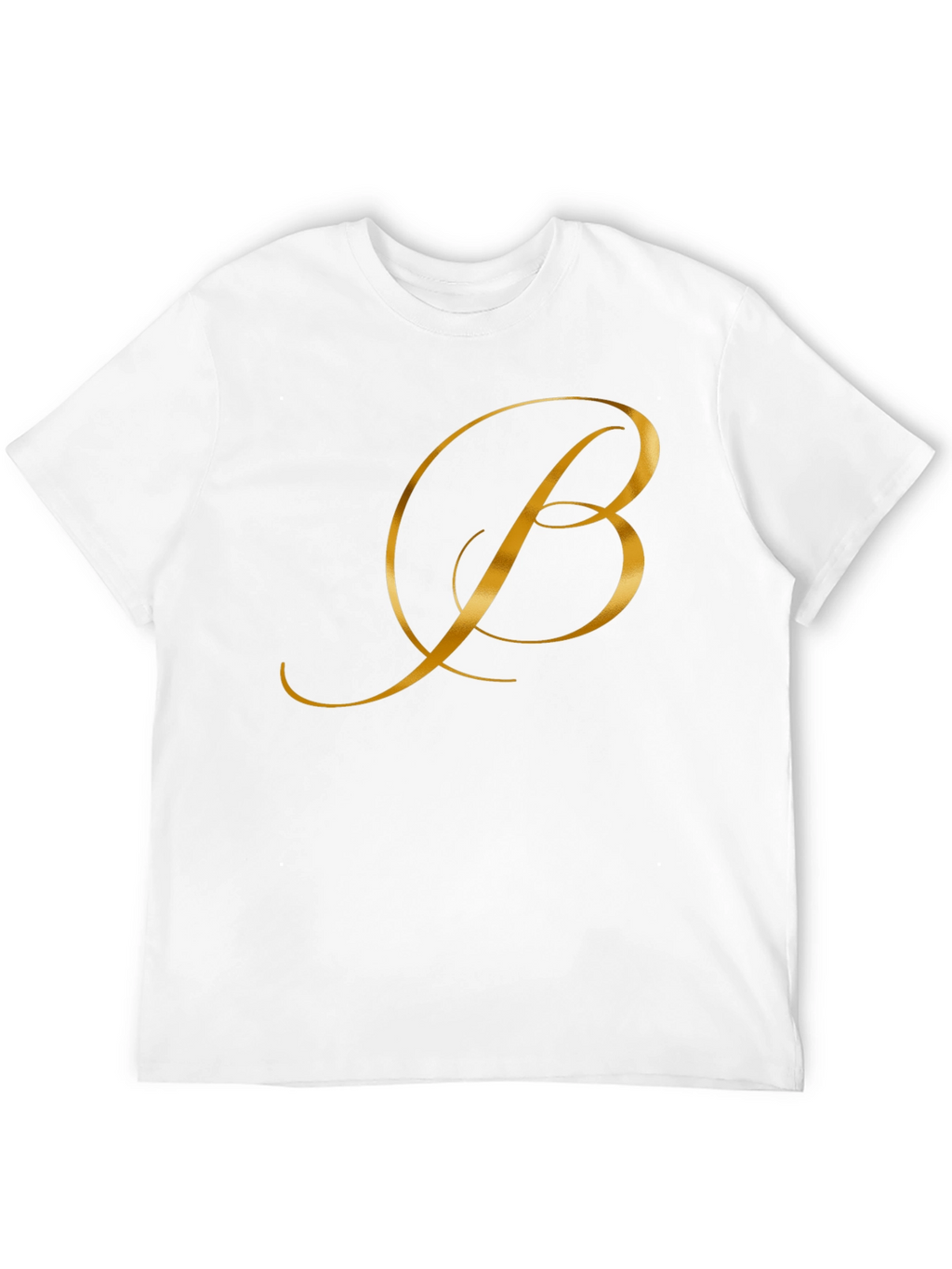 Elegant Gold Letter B Black T-Shirt