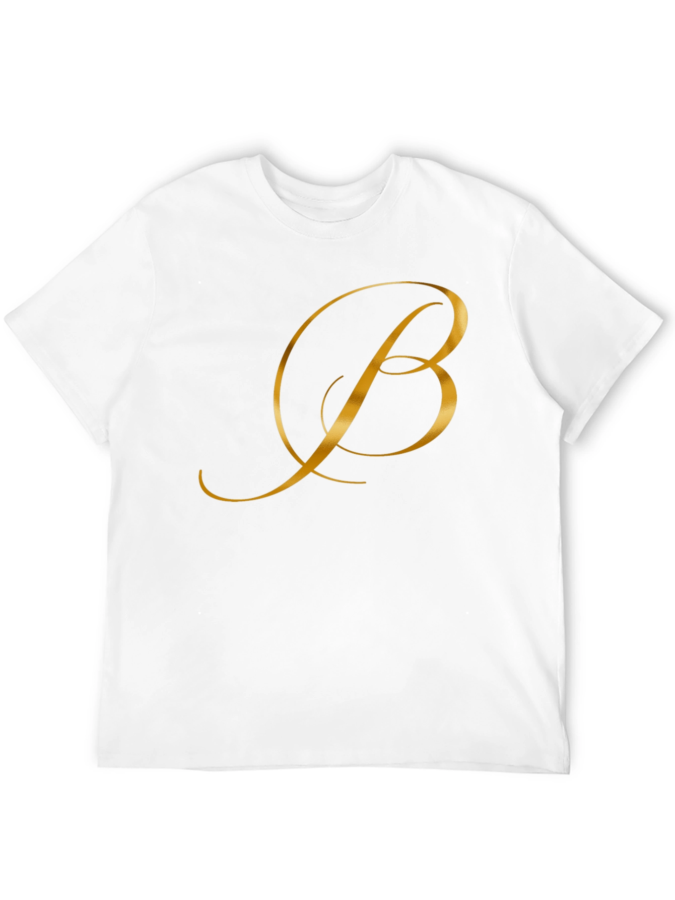 Elegant Gold Letter B Black T-Shirt