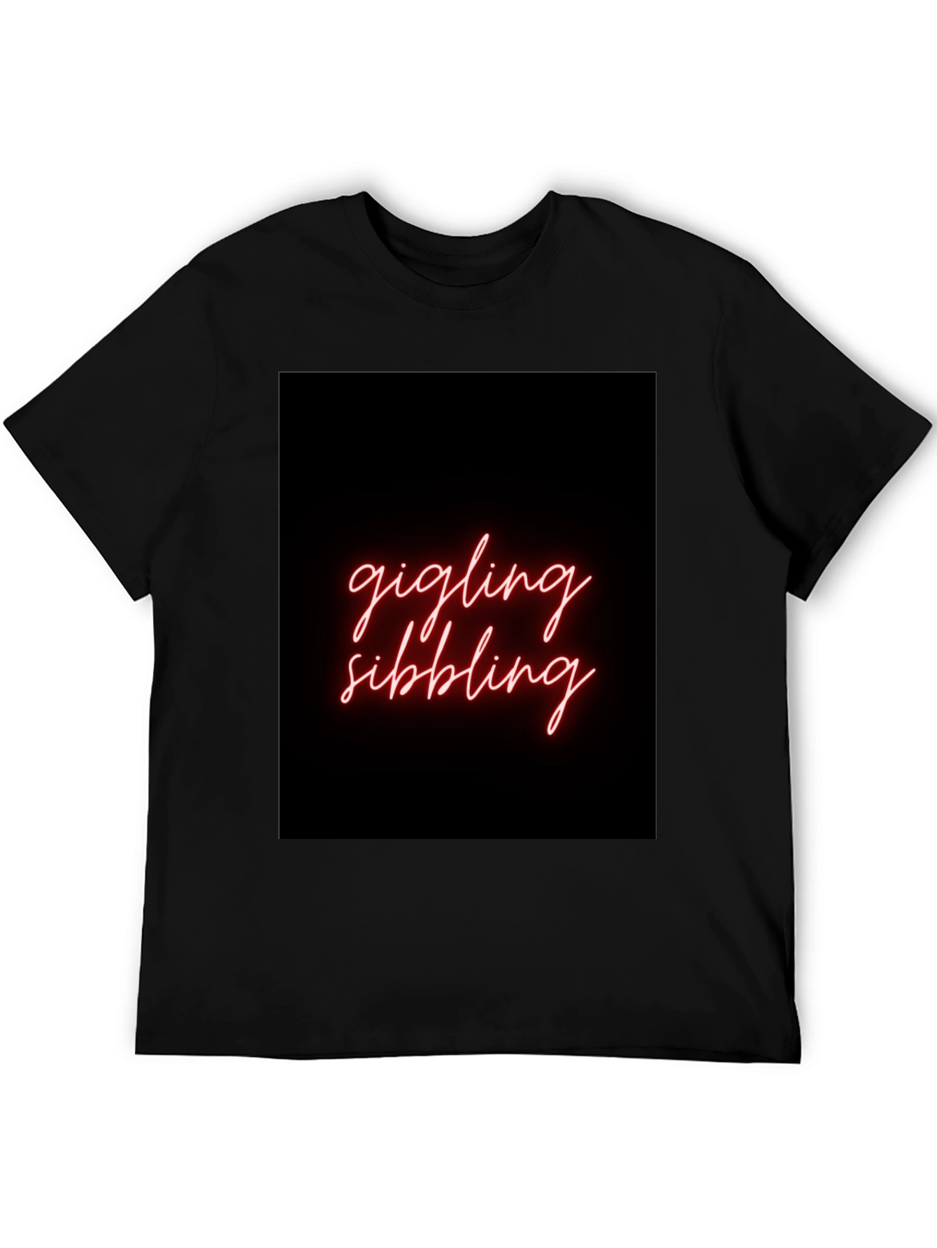 Giggling Sibling Black Graphic Tee