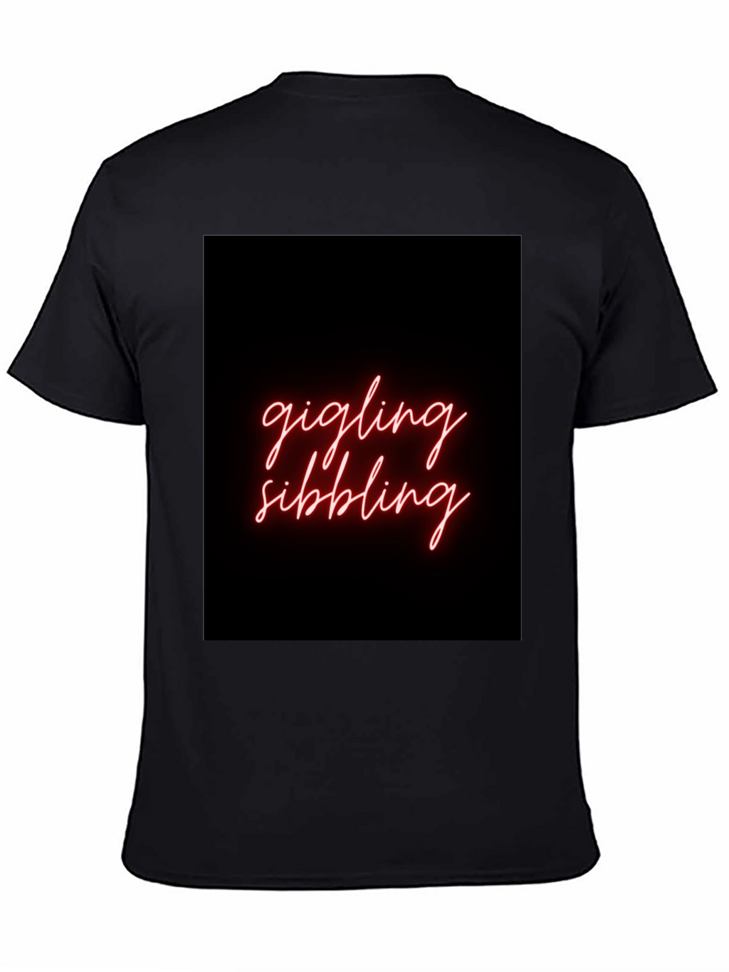 Giggling Sibling Black Graphic Tee