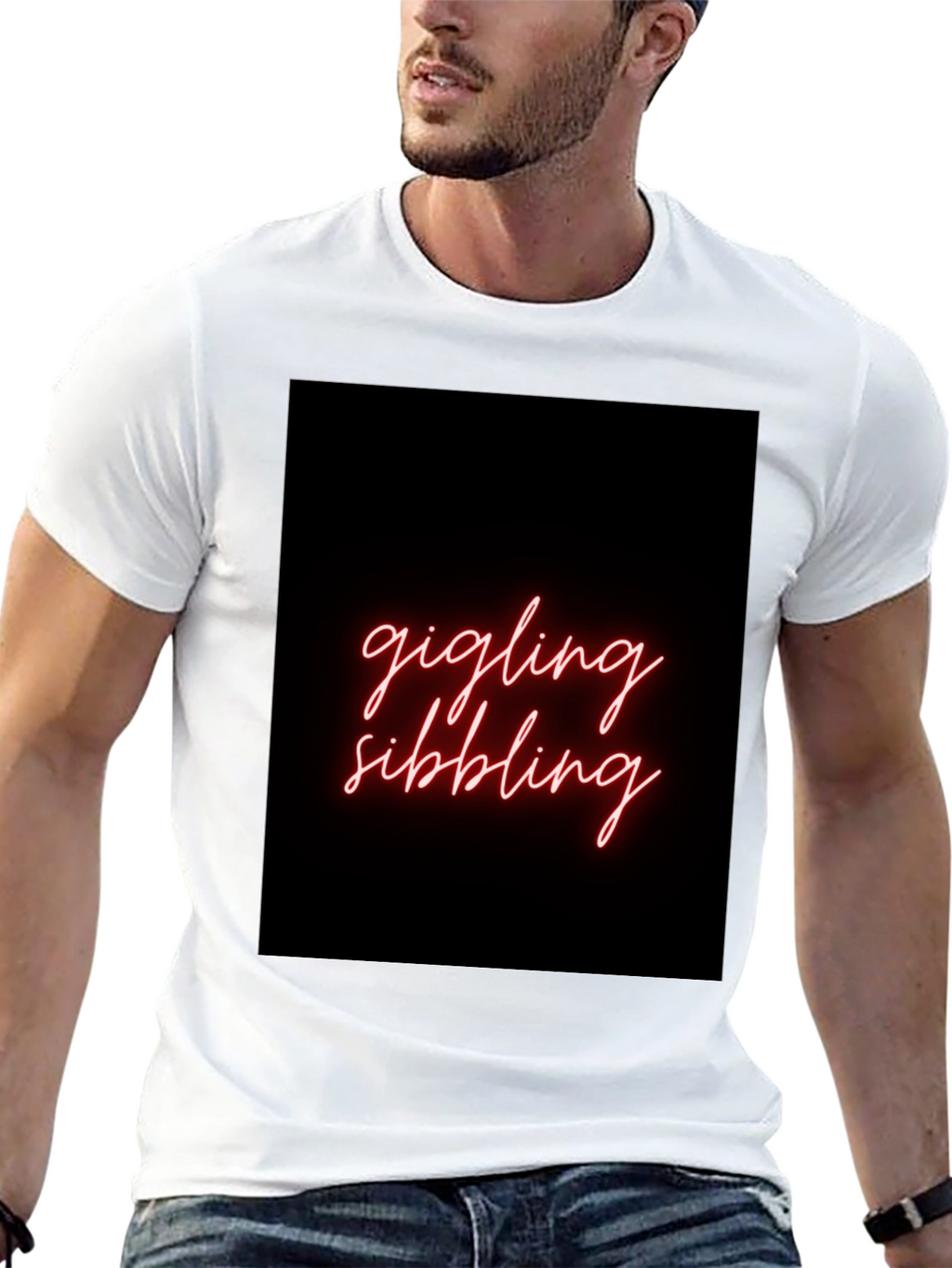 Giggling Sibling Black Graphic Tee