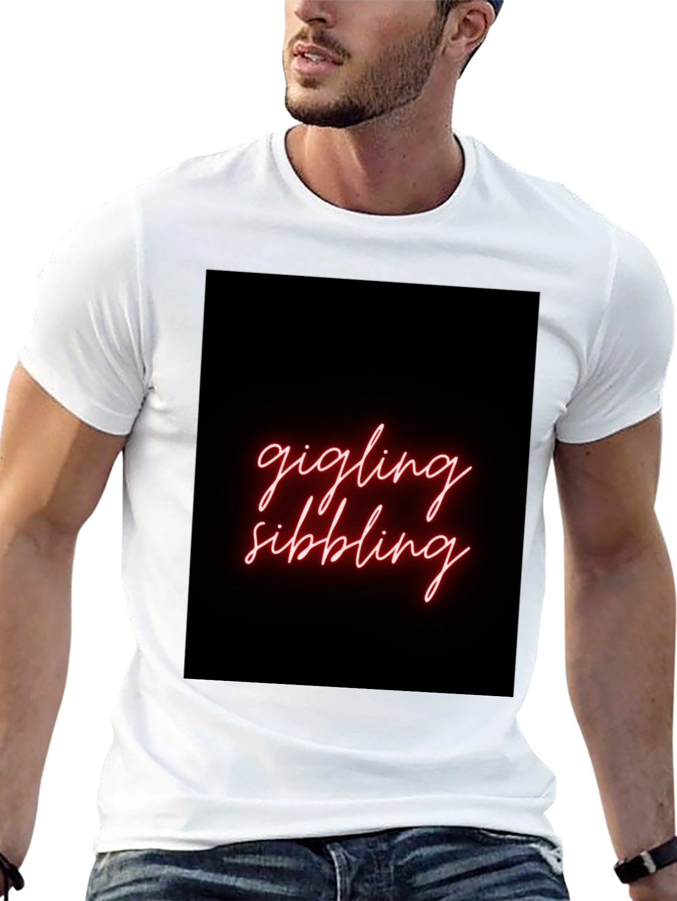 Giggling Sibling Black Graphic Tee