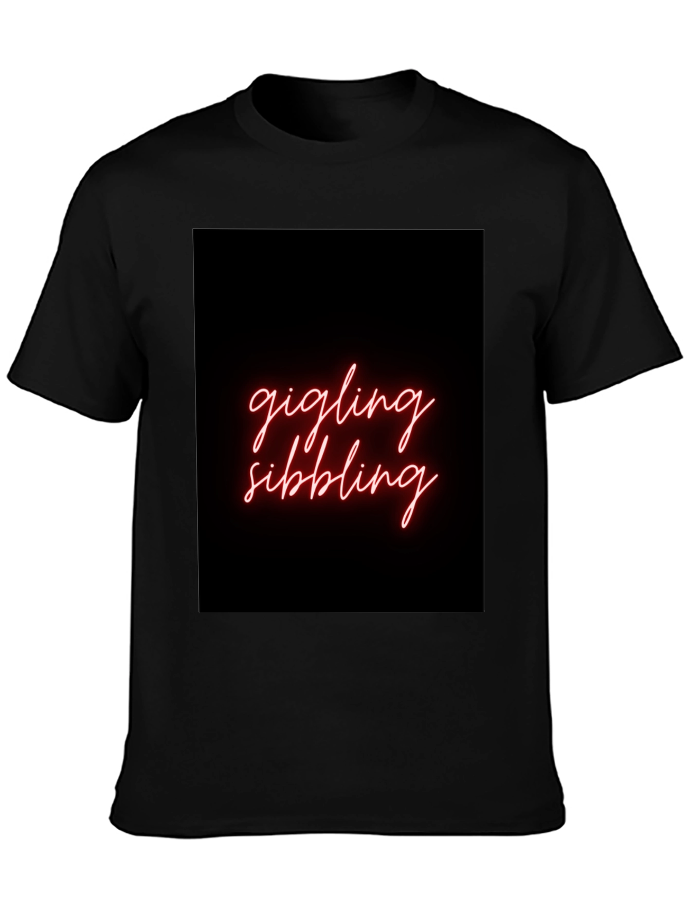 Giggling Sibling Black Graphic Tee