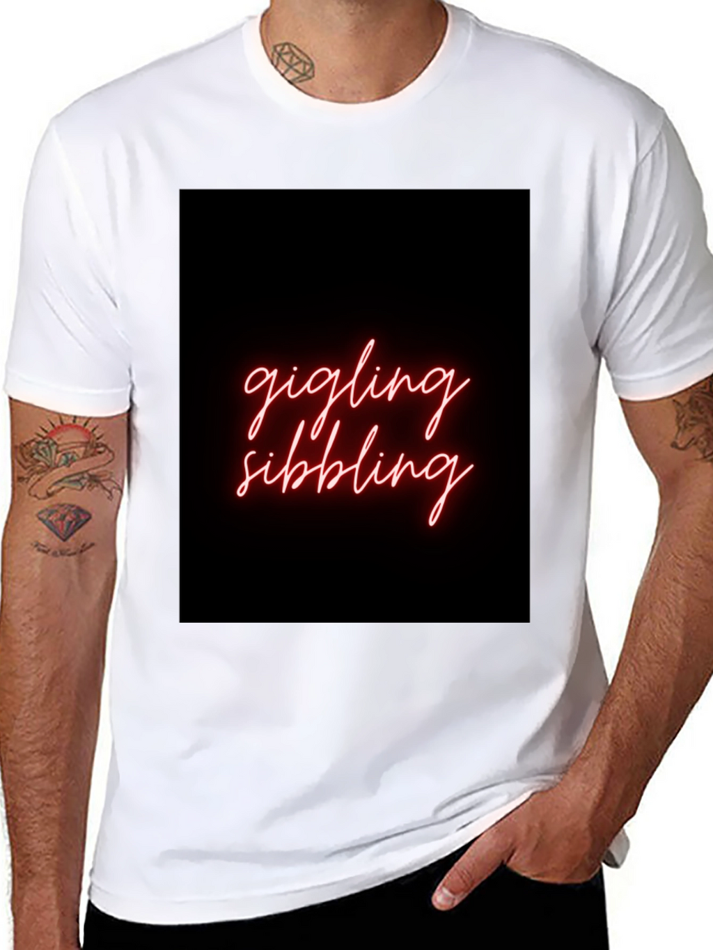 Giggling Sibling Black Graphic Tee