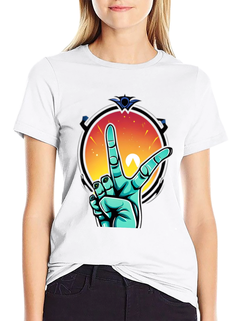 Retro V Hand Graphic Tee - Peace & Style