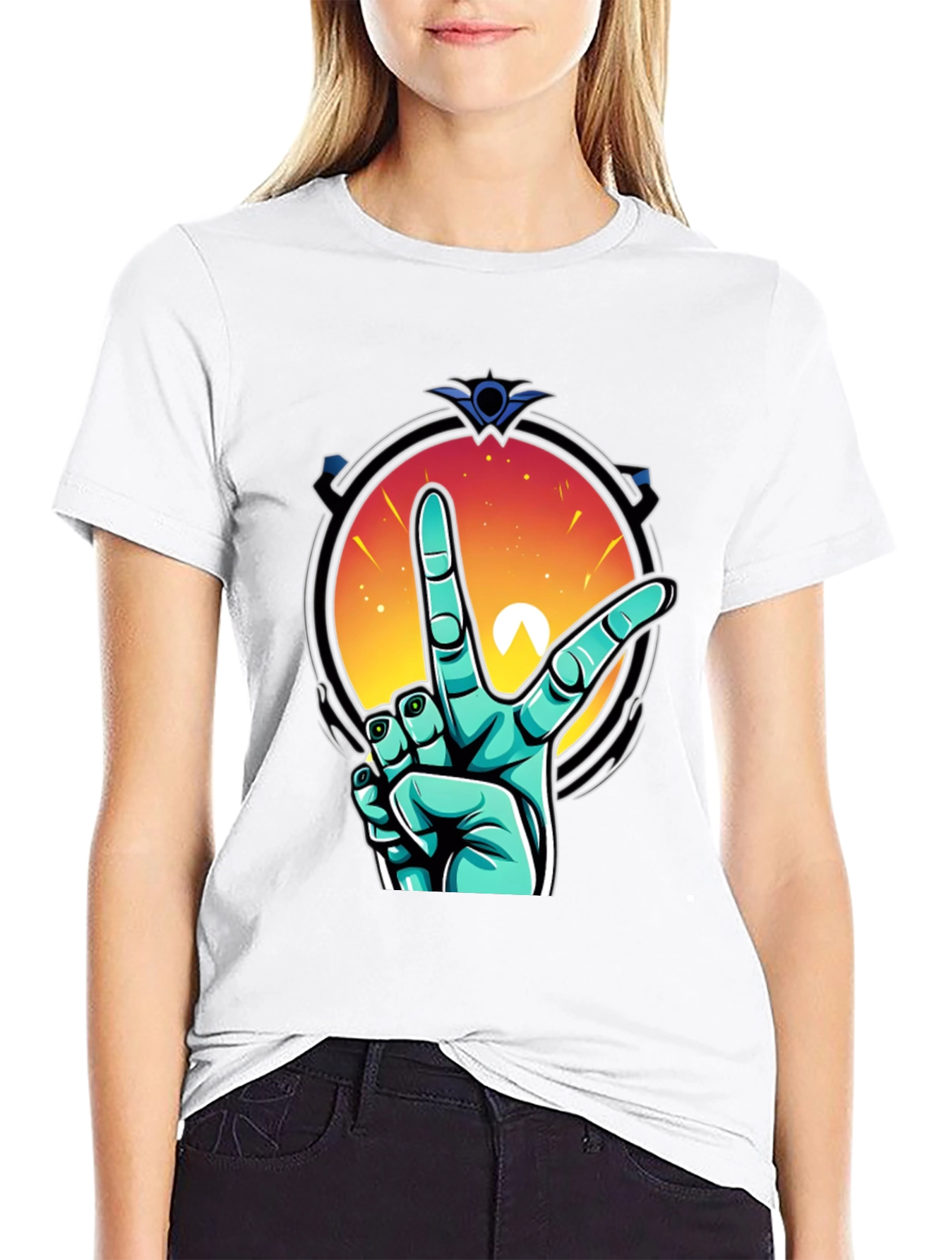Retro V Hand Graphic Tee - Peace & Style