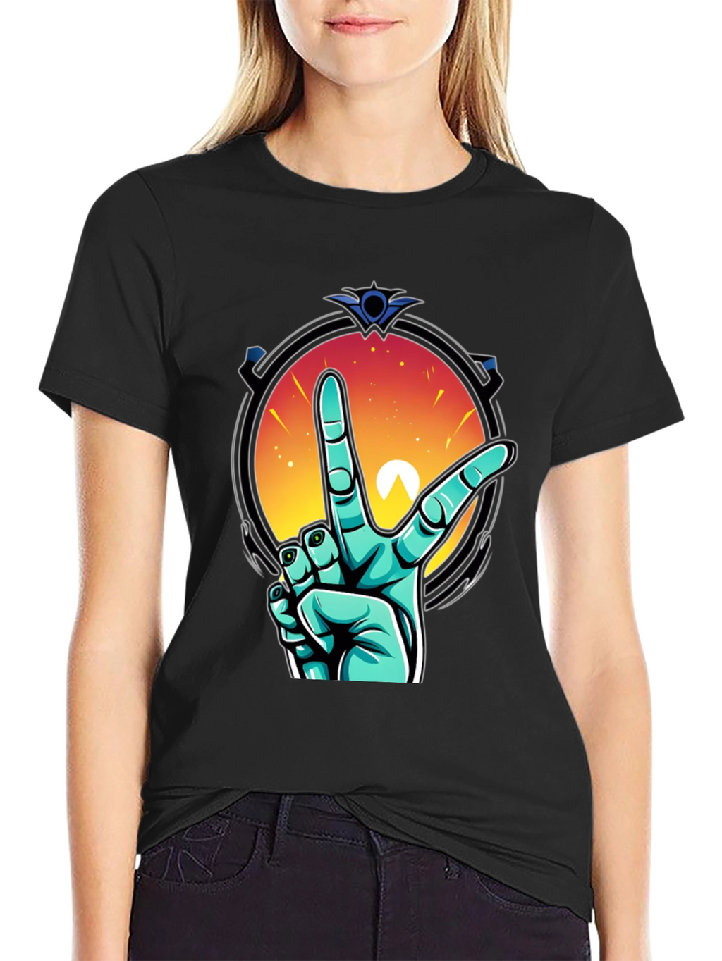 Retro V Hand Graphic Tee - Peace & Style