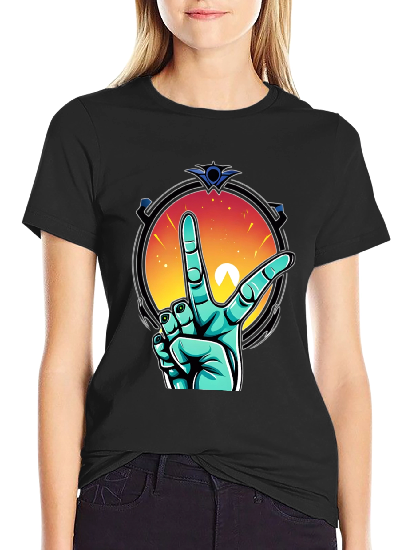 Retro V Hand Graphic Tee - Peace & Style
