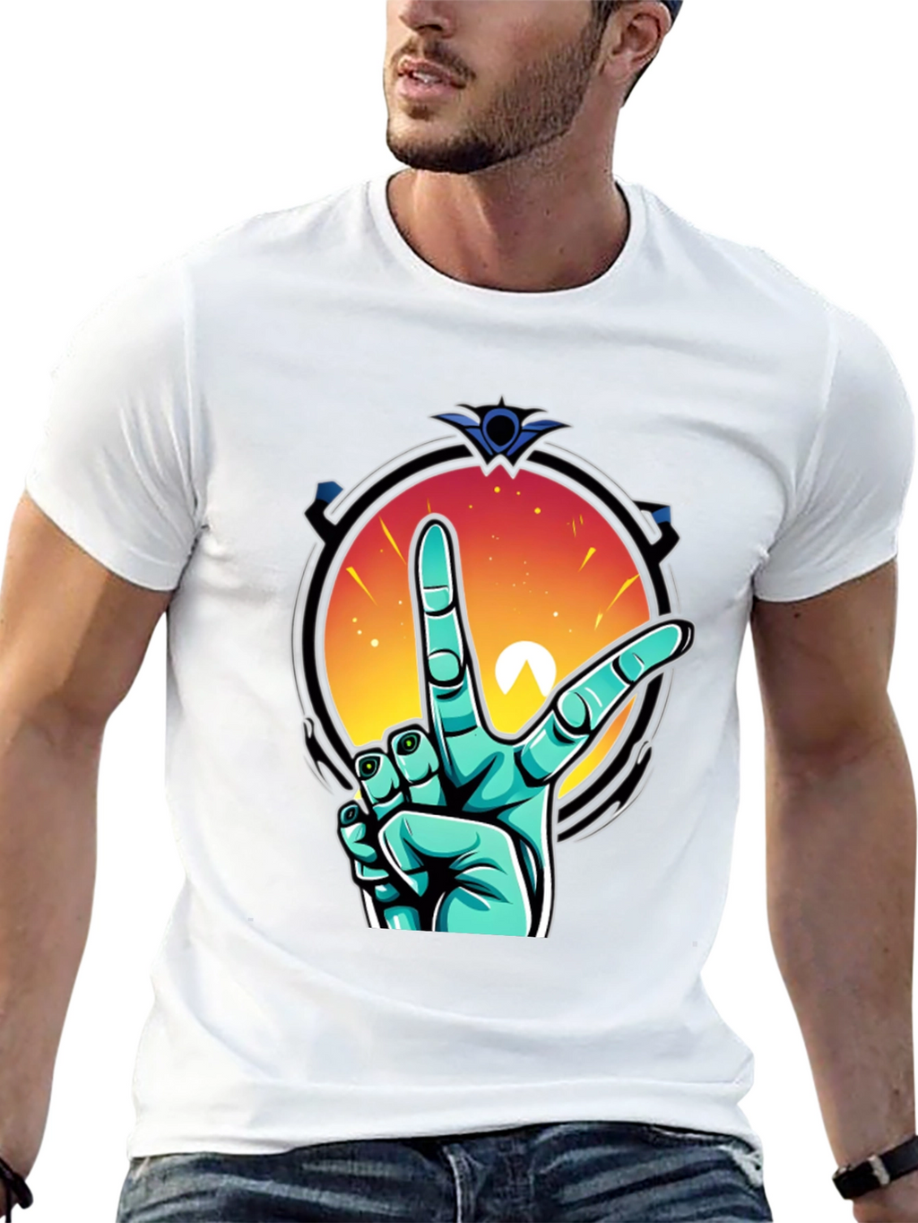 Retro V Hand Graphic Tee - Peace & Style