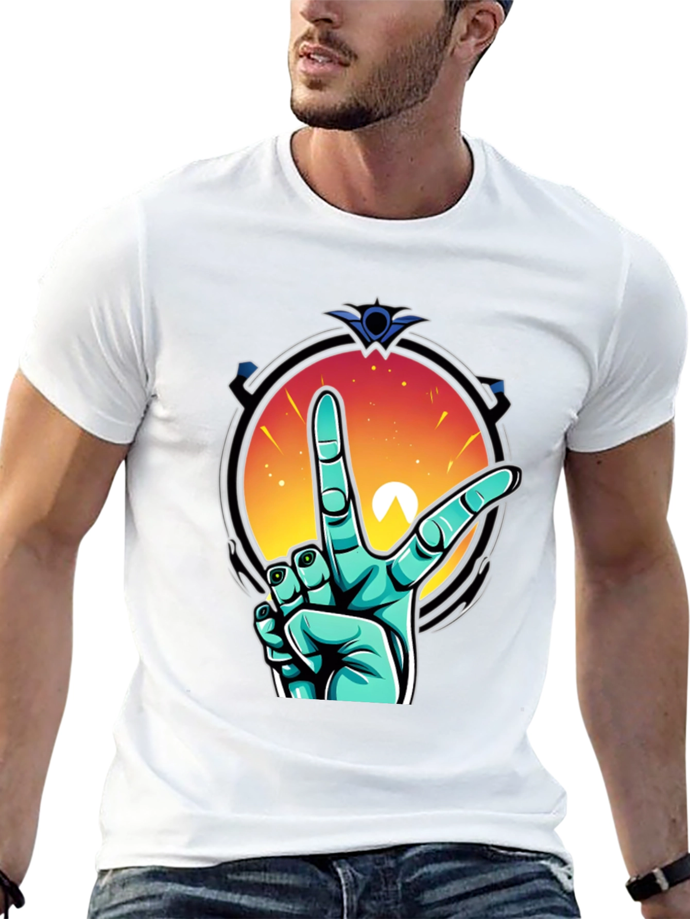 Retro V Hand Graphic Tee - Peace & Style