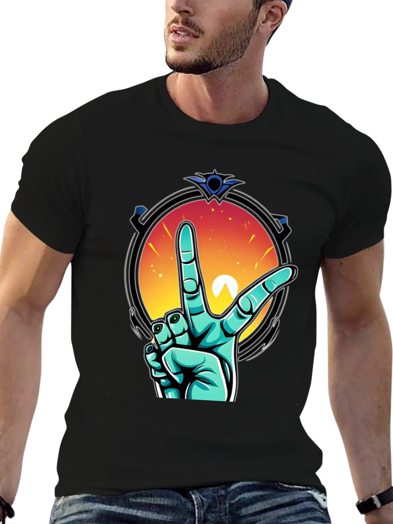 Retro V Hand Graphic Tee - Peace & Style