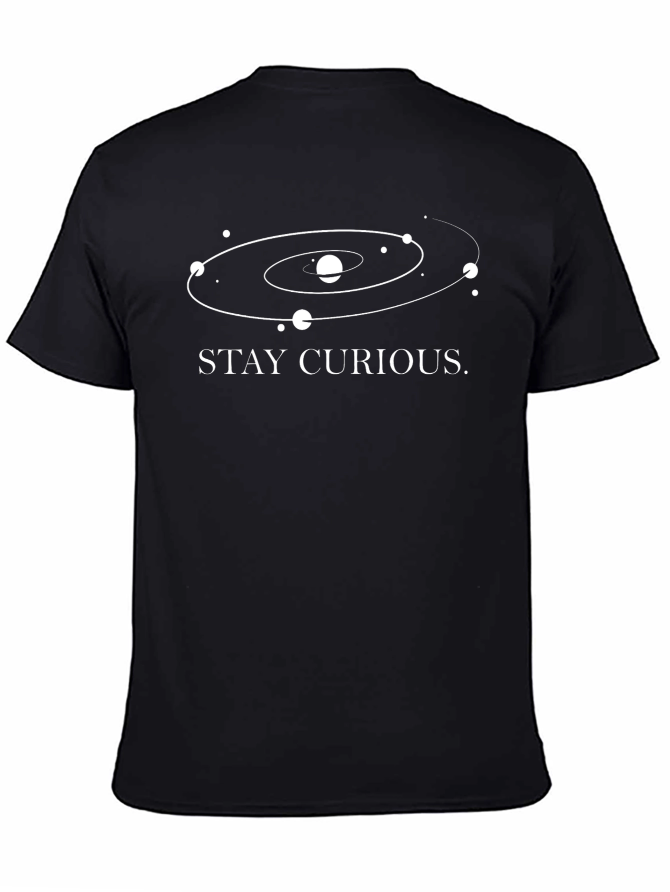 Stay Curious Graphic Print Black T-Shirt