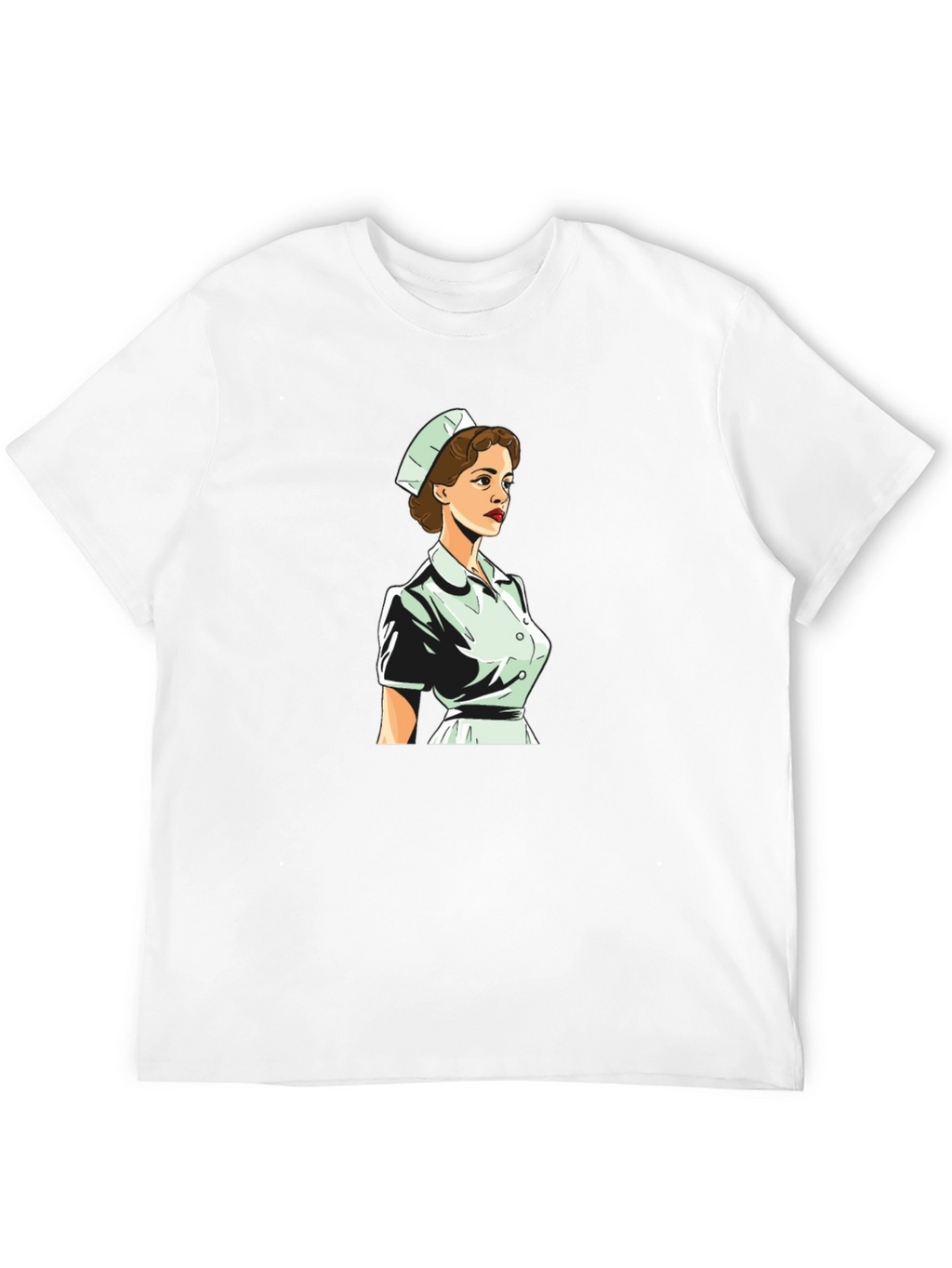 Retro Nurse Graphic Tee - Black Cotton Blend
