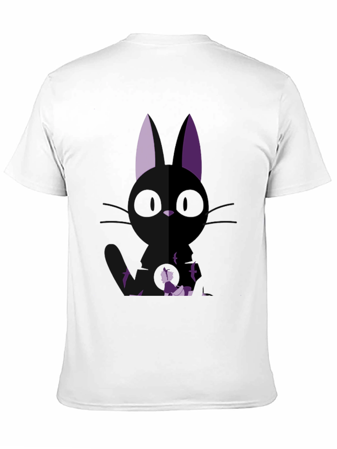 Anime Cat Graphic Tee - Black