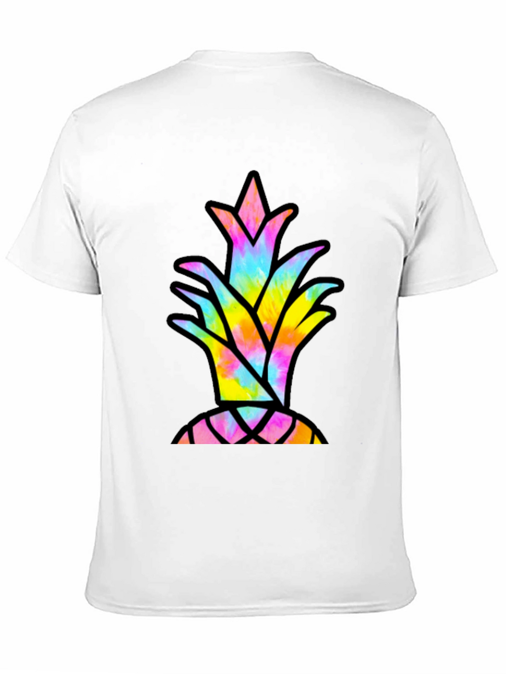 Tie Dye Pineapple Graphic Tee - Casual Black T-Shirt